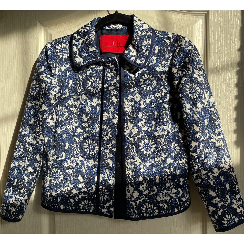 Carolina Herrera Navy and White Jacket - Size 4